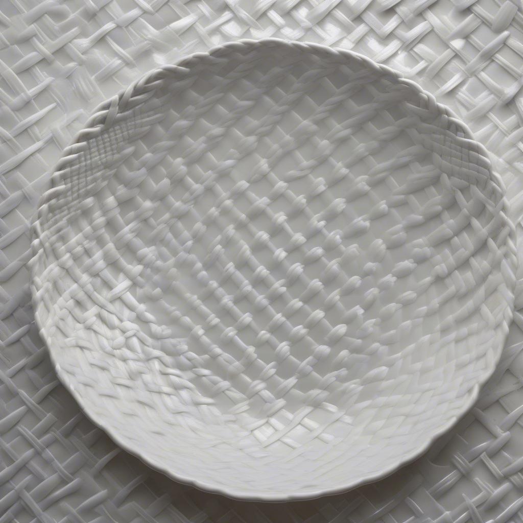 Close-up of a Tiffany Basket Weave Dish Showing Intricate Detail