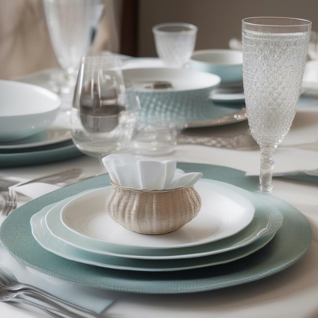 Tiffany Basket Weave Dish in a Table Setting