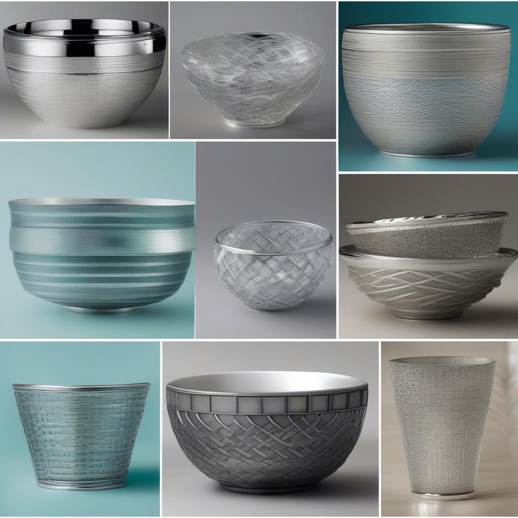 Different variations of Tiffany & Co. basket weave bowls