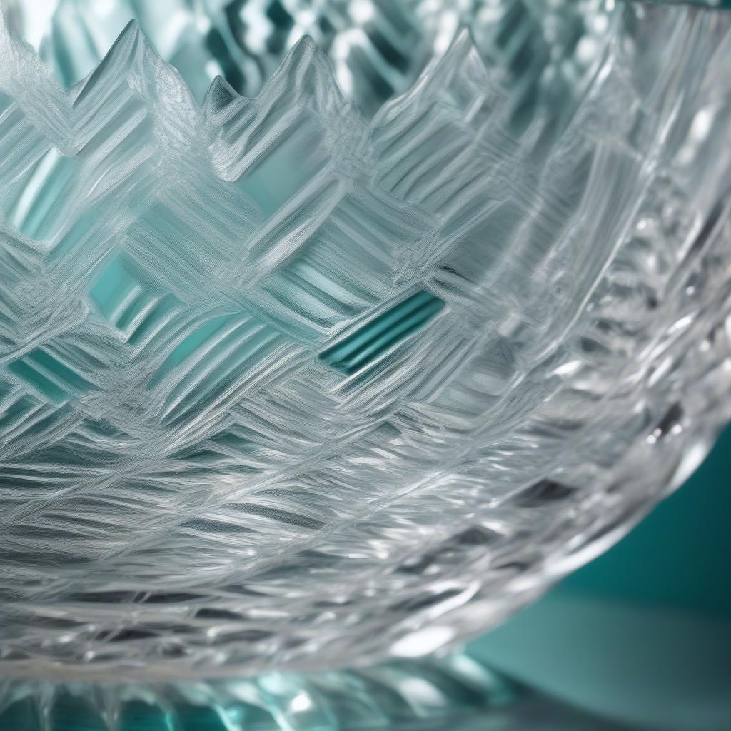 Close-up of a Tiffany Crystal Basket Weave Bowl