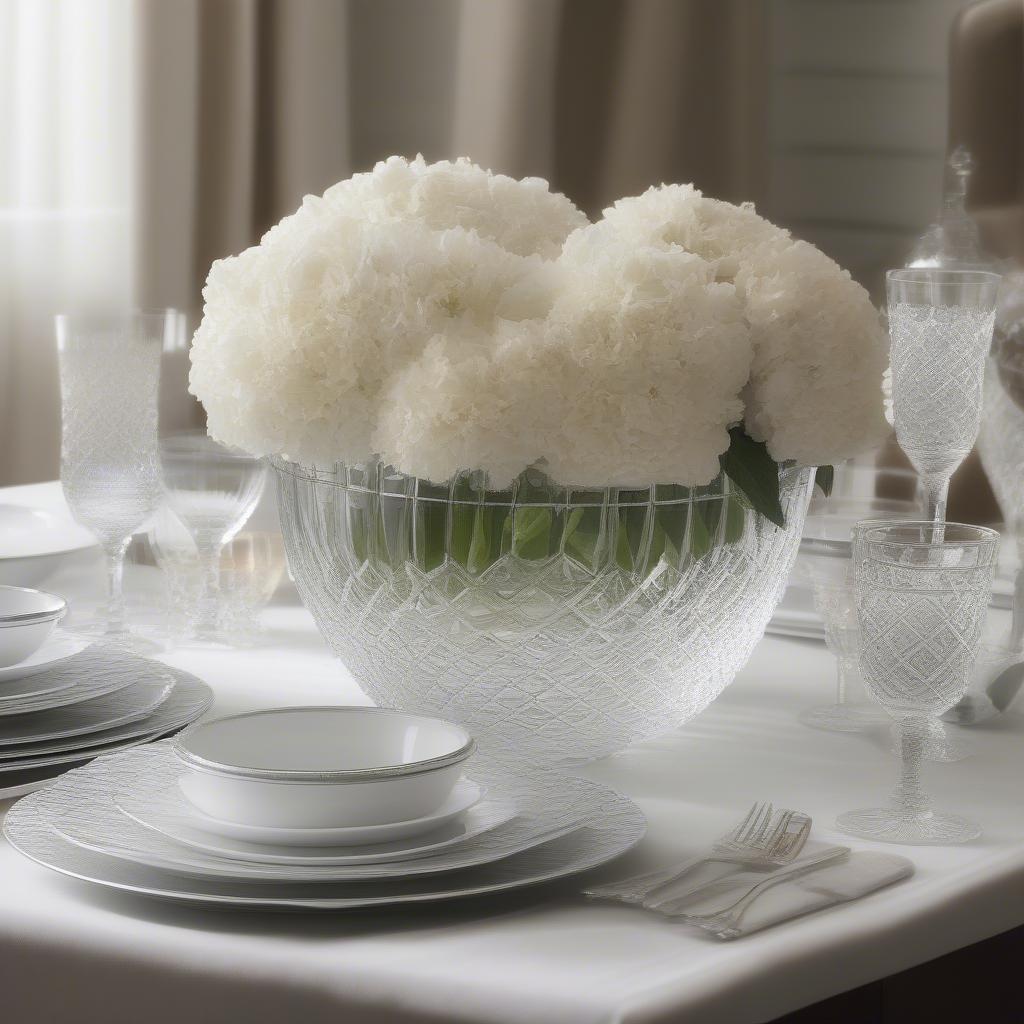 Tiffany Crystal Basket Weave Bowl on Display