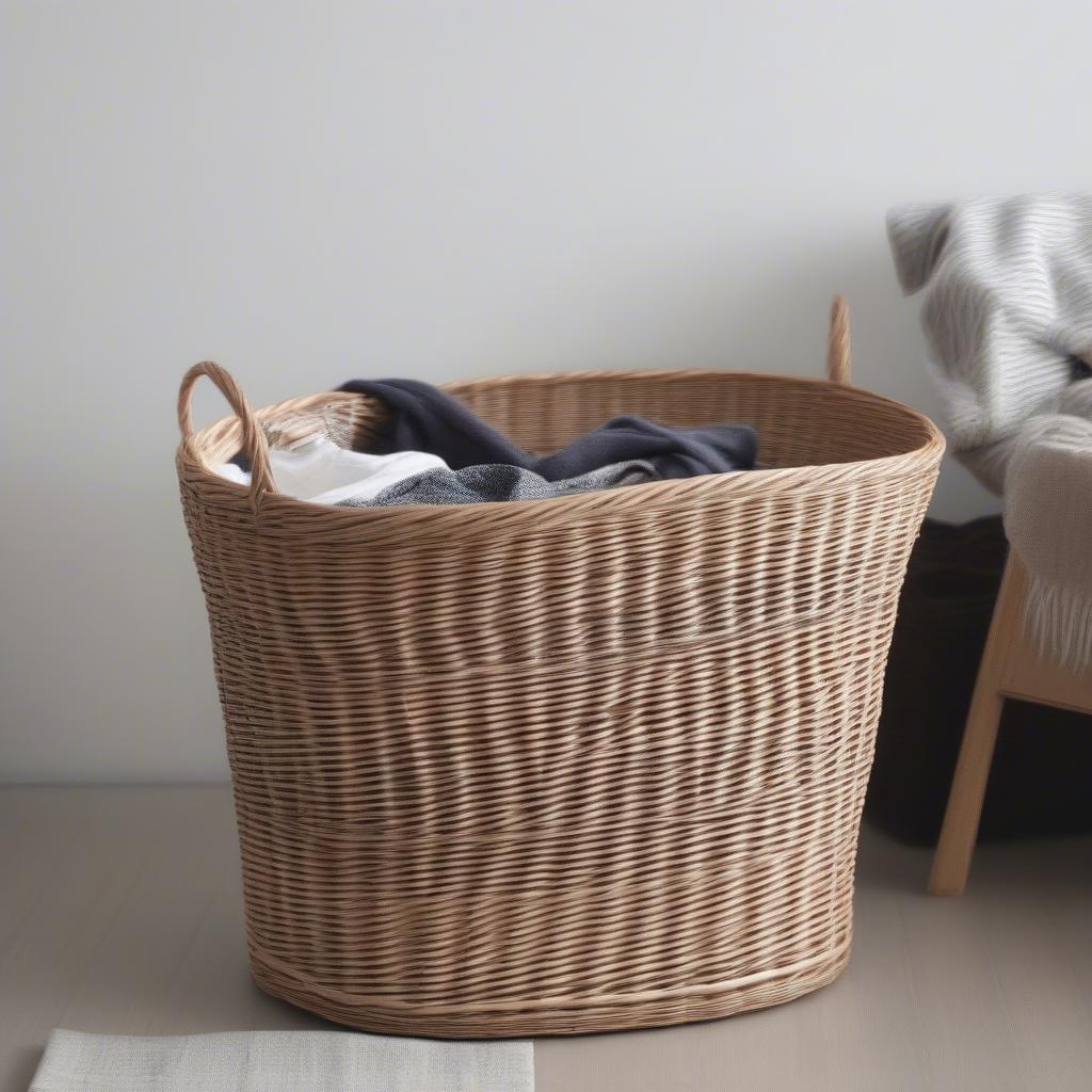 Tight Weave Wicker Clothes Basket