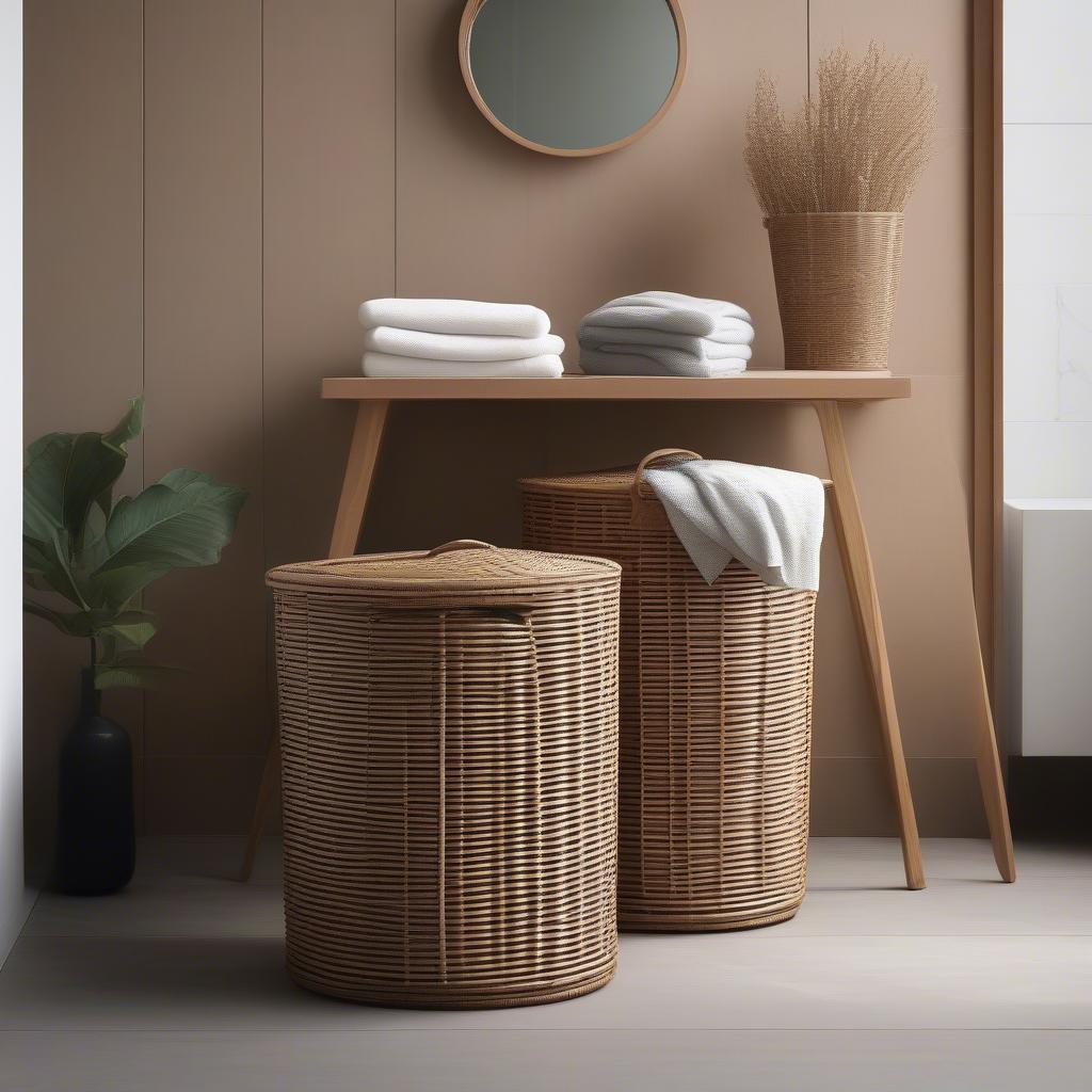 Tightly Woven Rattan Laundry Hamper 