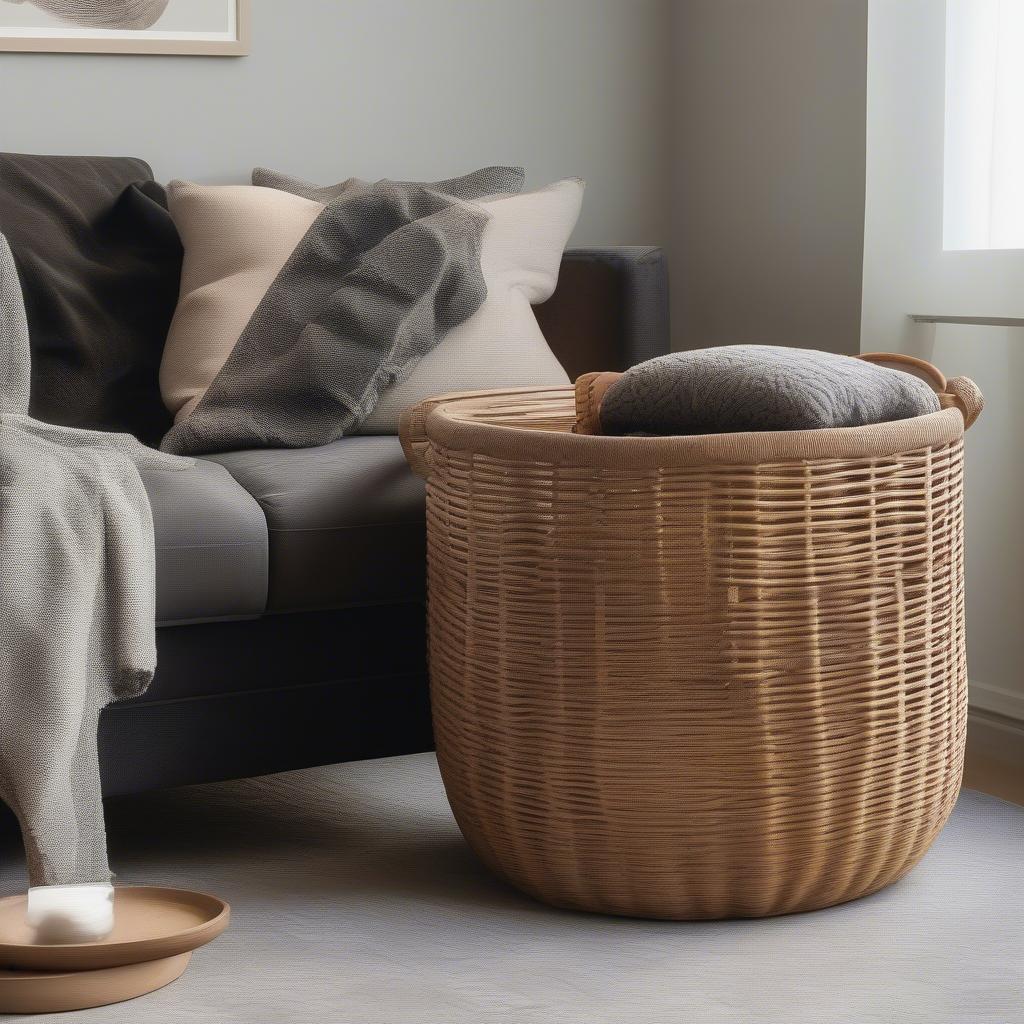 Tobacco Weave Basket in Modern Living Room