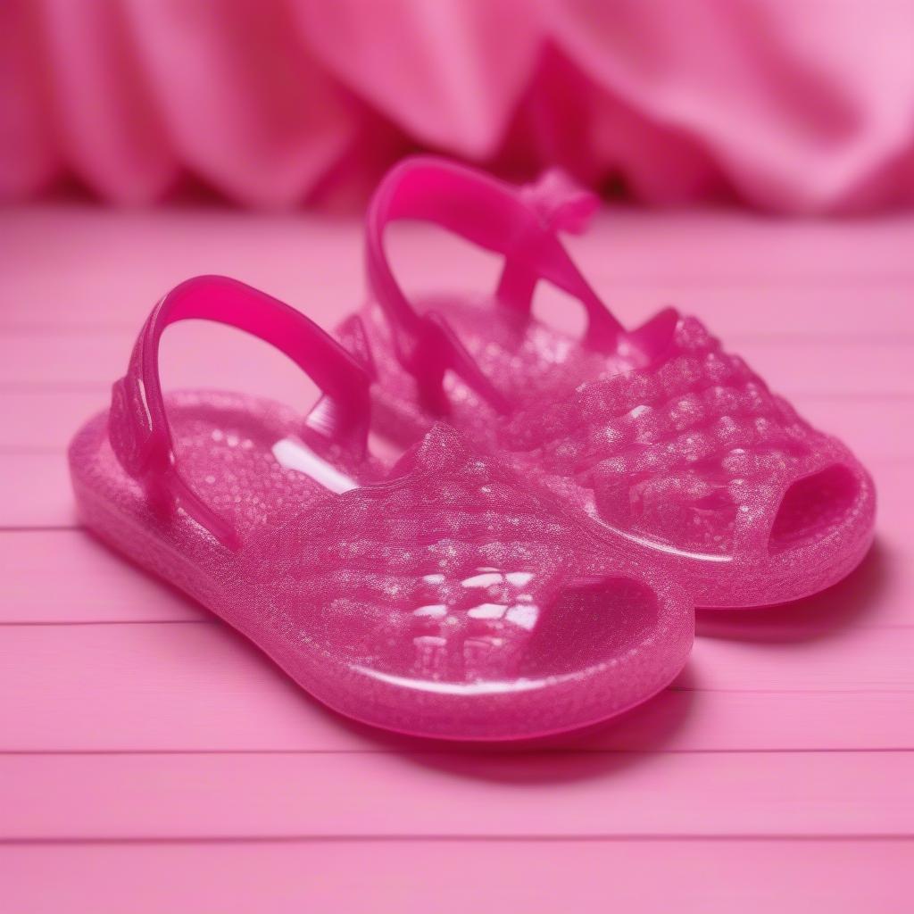 Pink Toddler Glitter Jelly Basket Weave Sandals