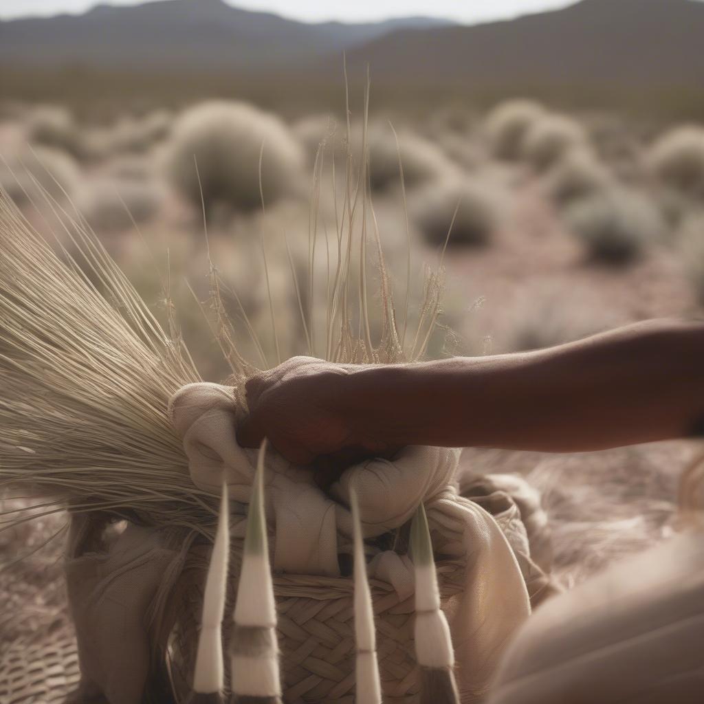 Gathering Traditional Basket Weaving Materials in the Desert