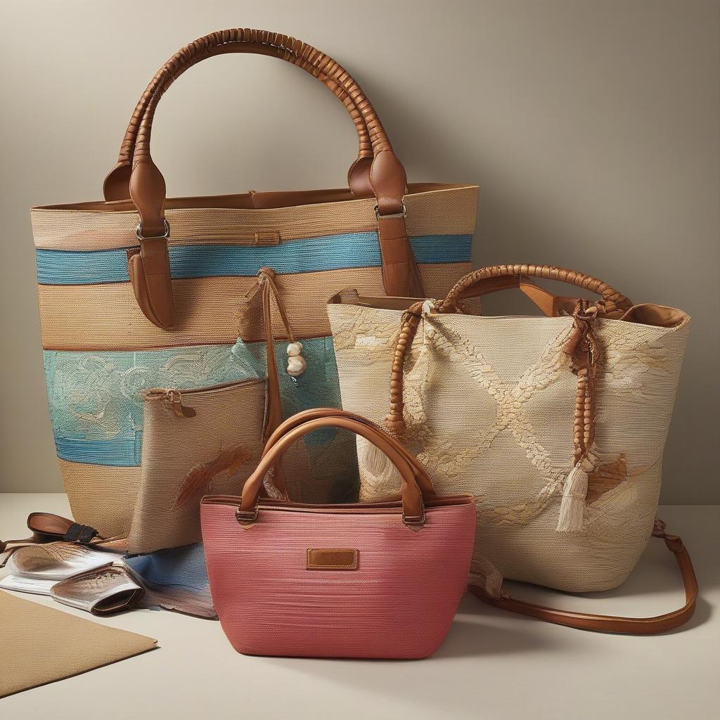 Various Styles of Tommy Bahama Woven Bags