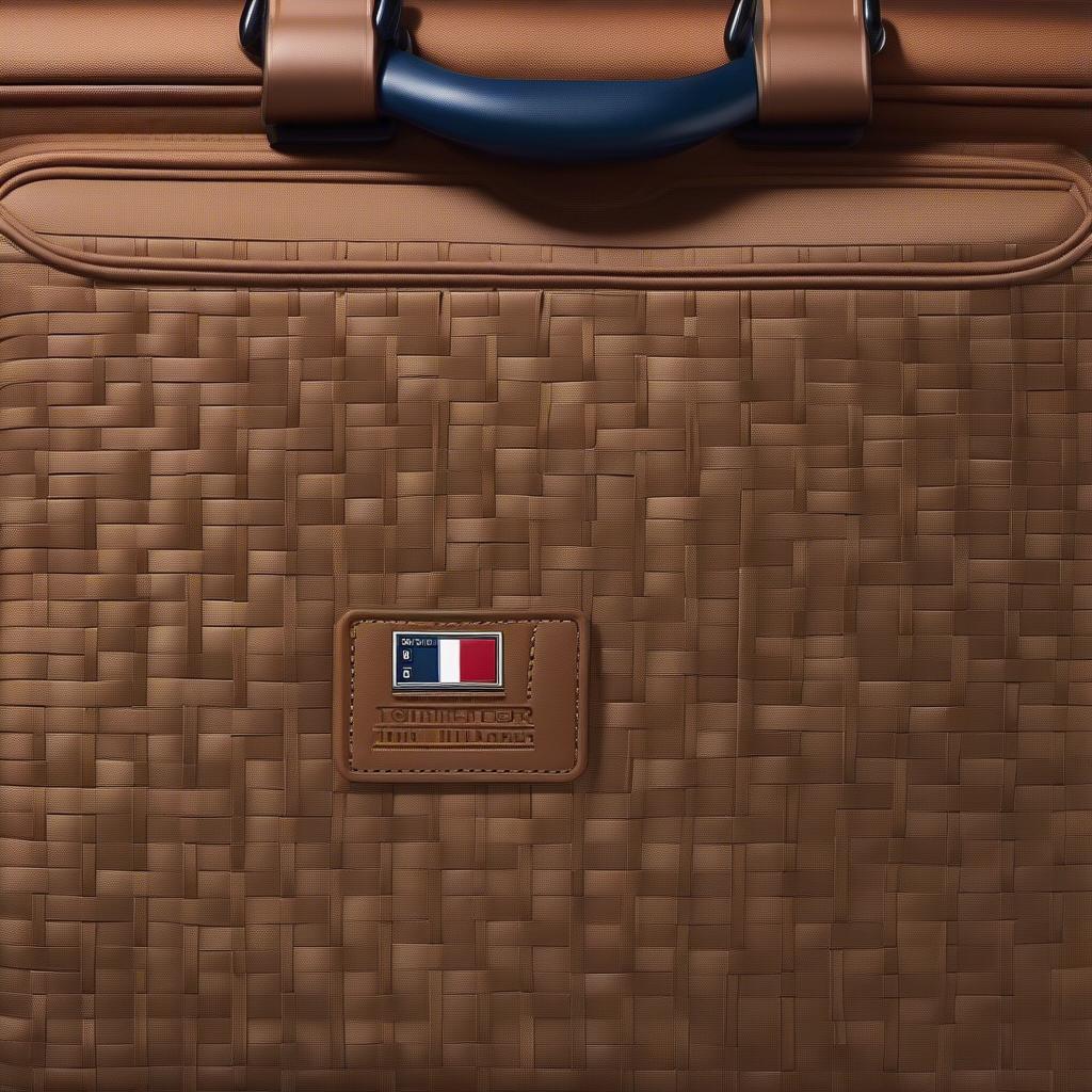 Close-up of the Tommy Hilfiger Luggage Basket Weave 21" Detailing