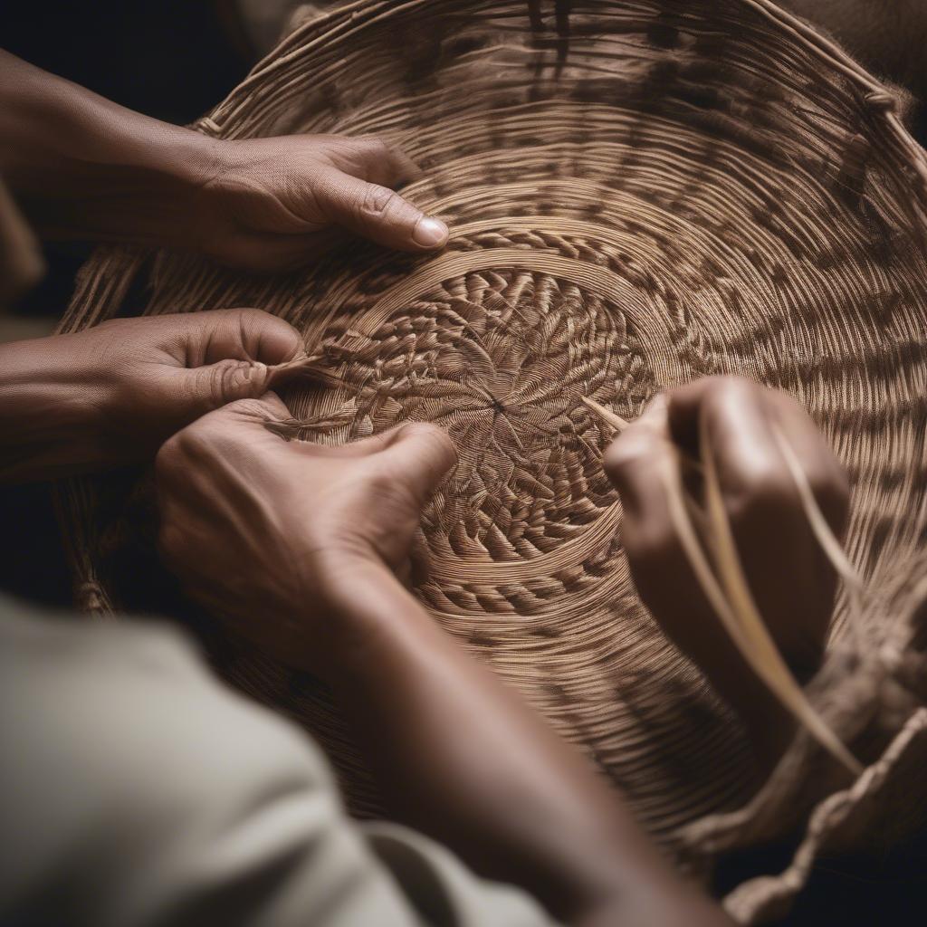 Tomsilk Basket Weaver Creating a Basket