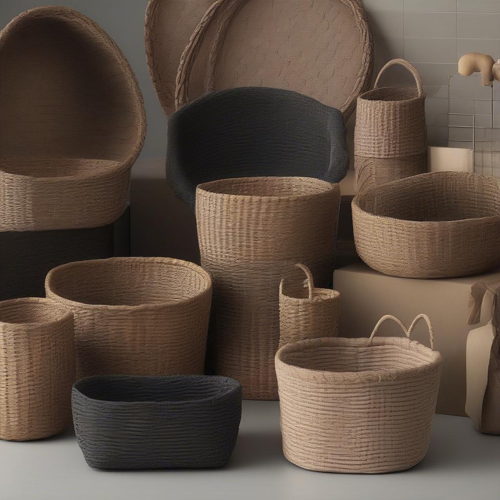 Variety of baskets made with Toolpro textured basket weave showcasing different sizes, shapes and applications.