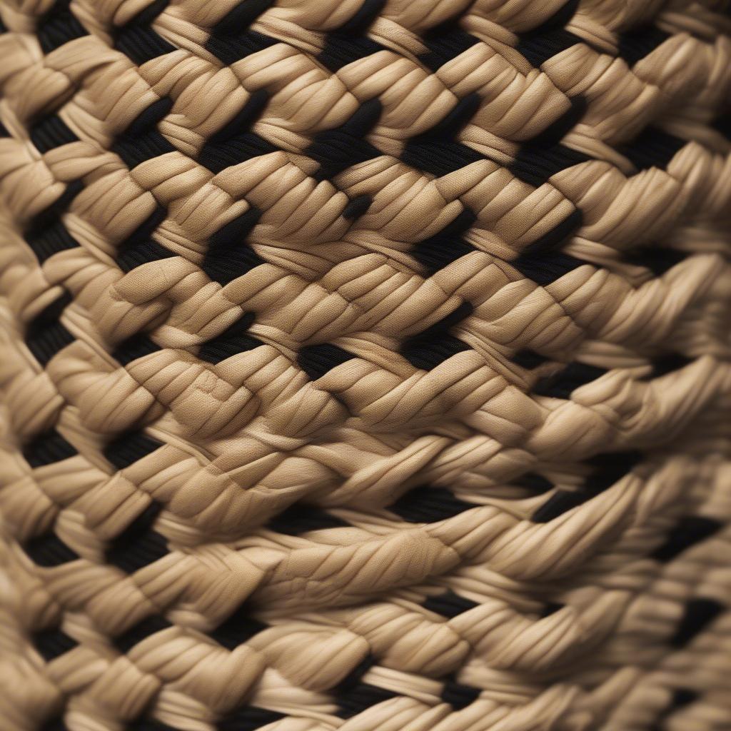 Close-up of Tory Burch Basket Weave Espadrilles showing the intricate woven detail