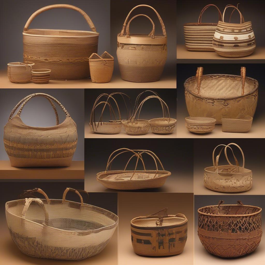 A collection of Tracy Welch's finished baskets