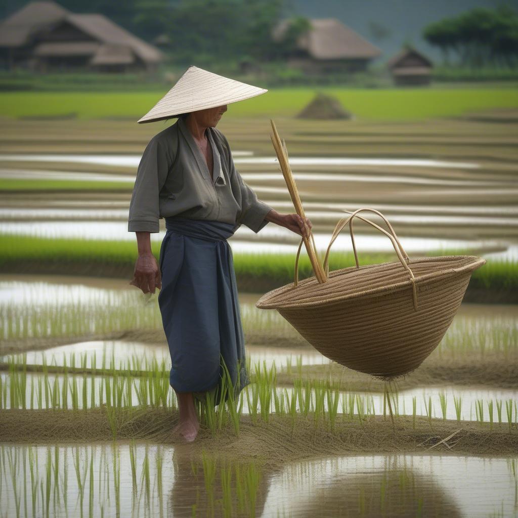 Traditional Asian Conical Straw Hat