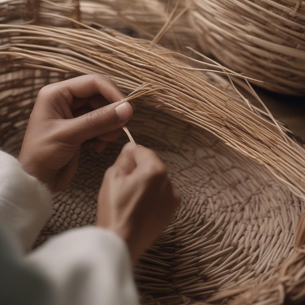 Learning traditional basket weaving