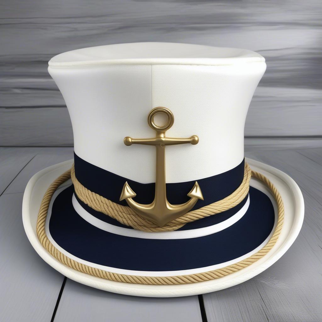 Traditional Captain's Hat in White and Navy