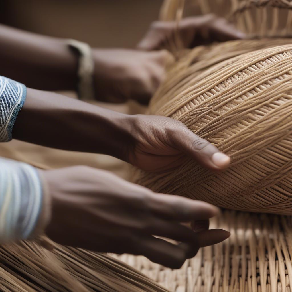 Close-up of traditional Kenyan basket weaving techniques