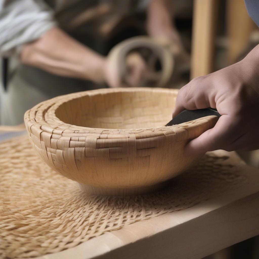 Turning a Basket Weave Bowl on a Wood Lathe