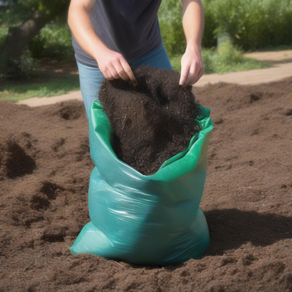 Turning Compost in a Woven Poly Bag