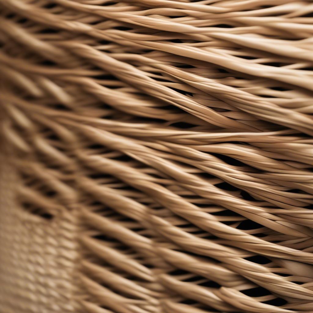 Close-up of a twill weave basket showing the diagonal pattern