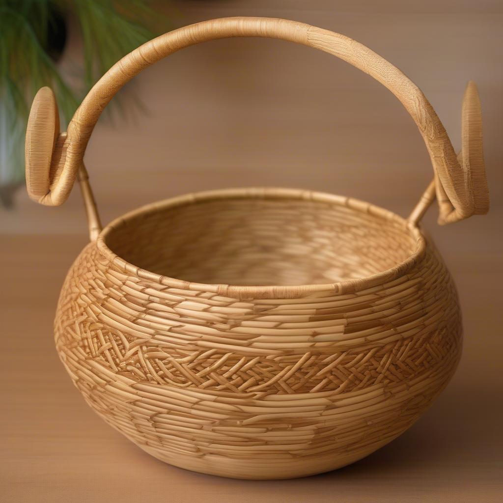 Intricate Twined Bamboo Basket Design