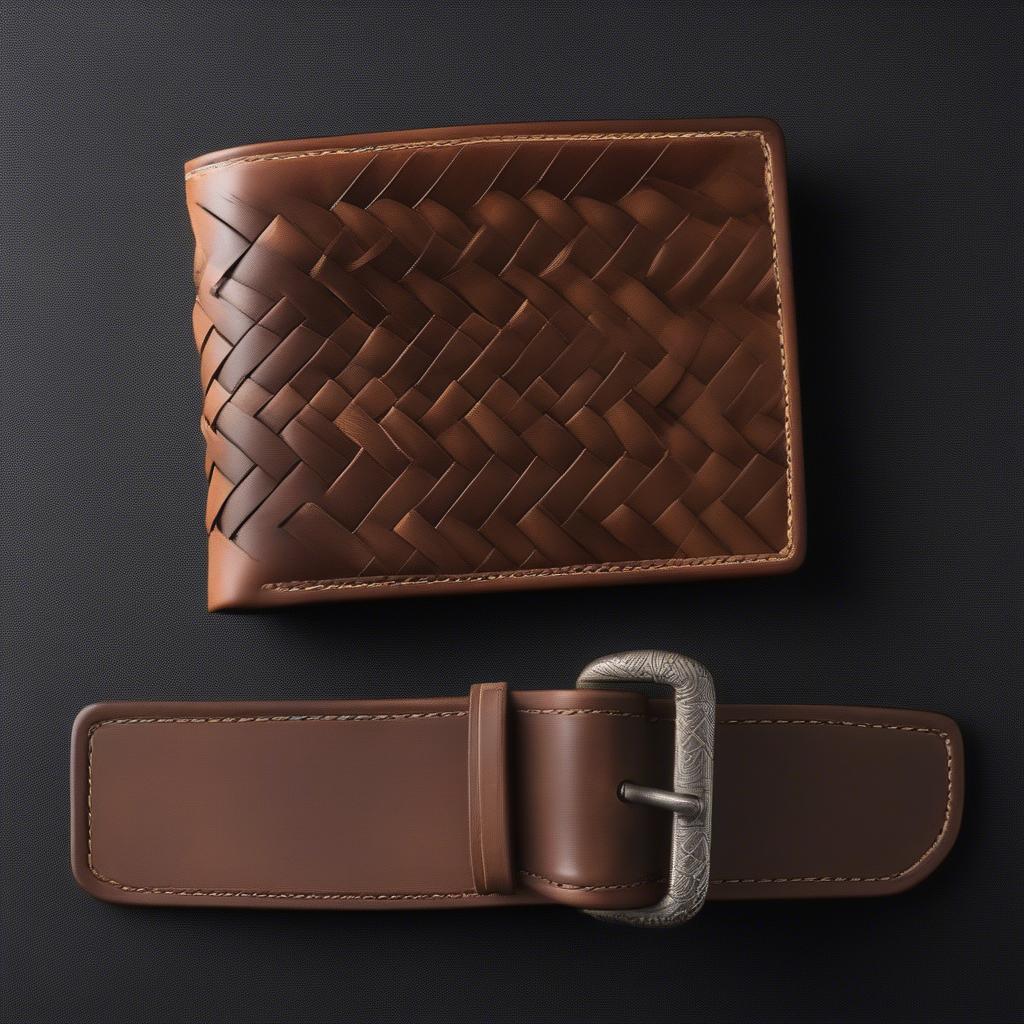 Twisted X Basket Weave Wallet and Belt Set