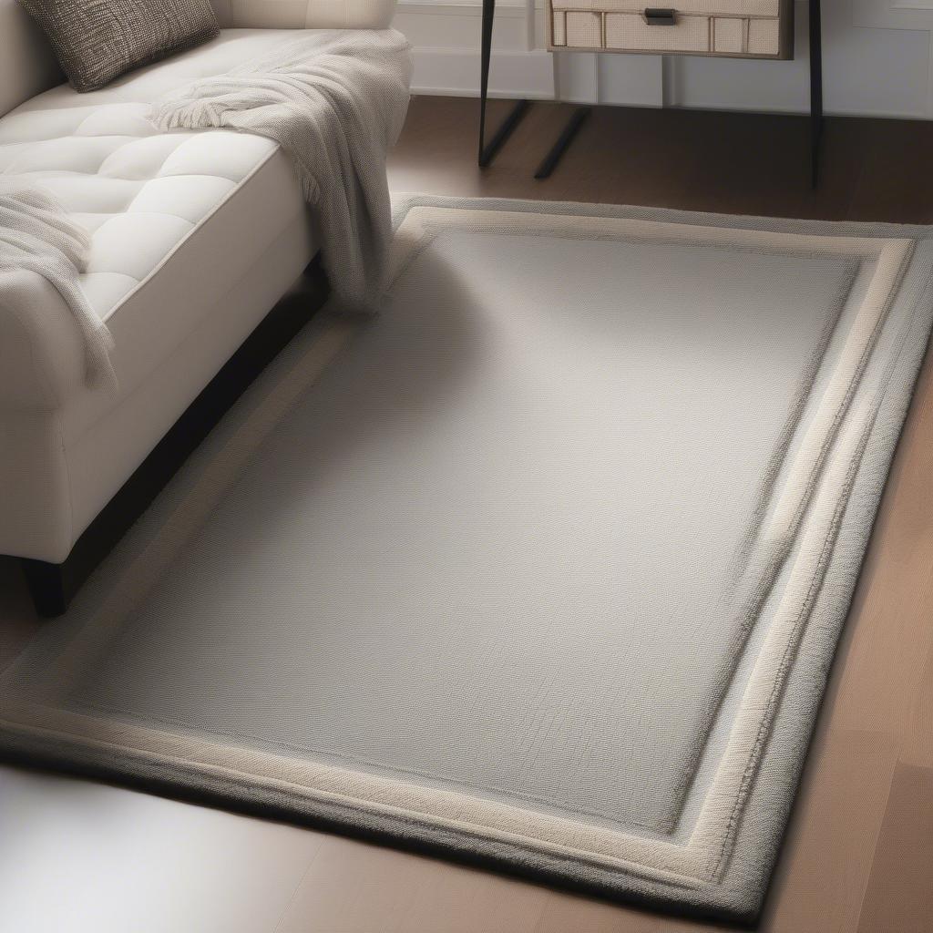 Two-Tone Basket Weave Rug in a Living Room Setting