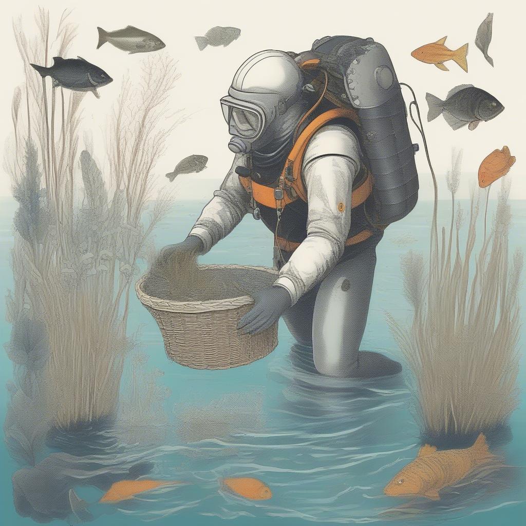 Conceptual Illustration of Underwater Basket Weaving