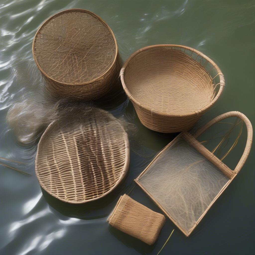 Basket weaving materials underwater