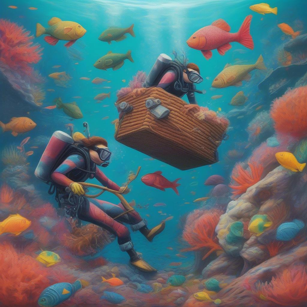 Conceptual image of an underwater basket weaving TV show