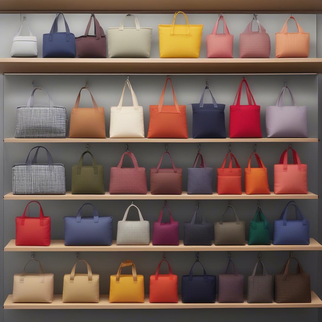 Different styles and colors of Uniqlo woven crossbody bags.