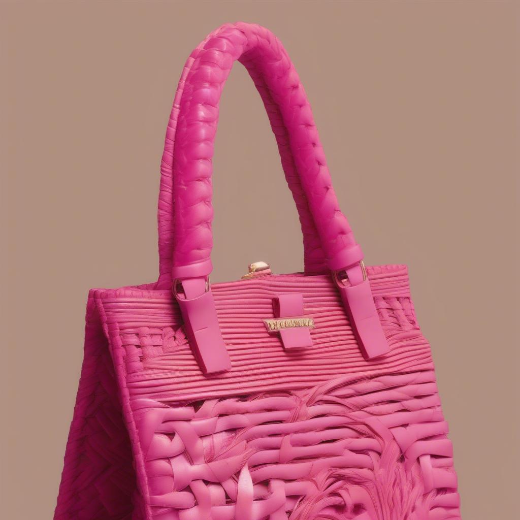 Valentino Ibiza Woven Detail Hot Pink Shoulder Bag