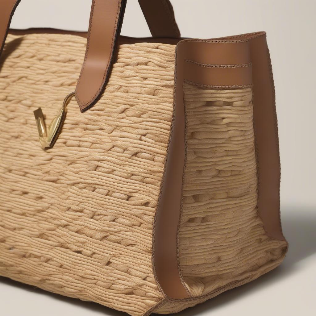 Valentino Summer Woven Tote Bag in Natural Raffia