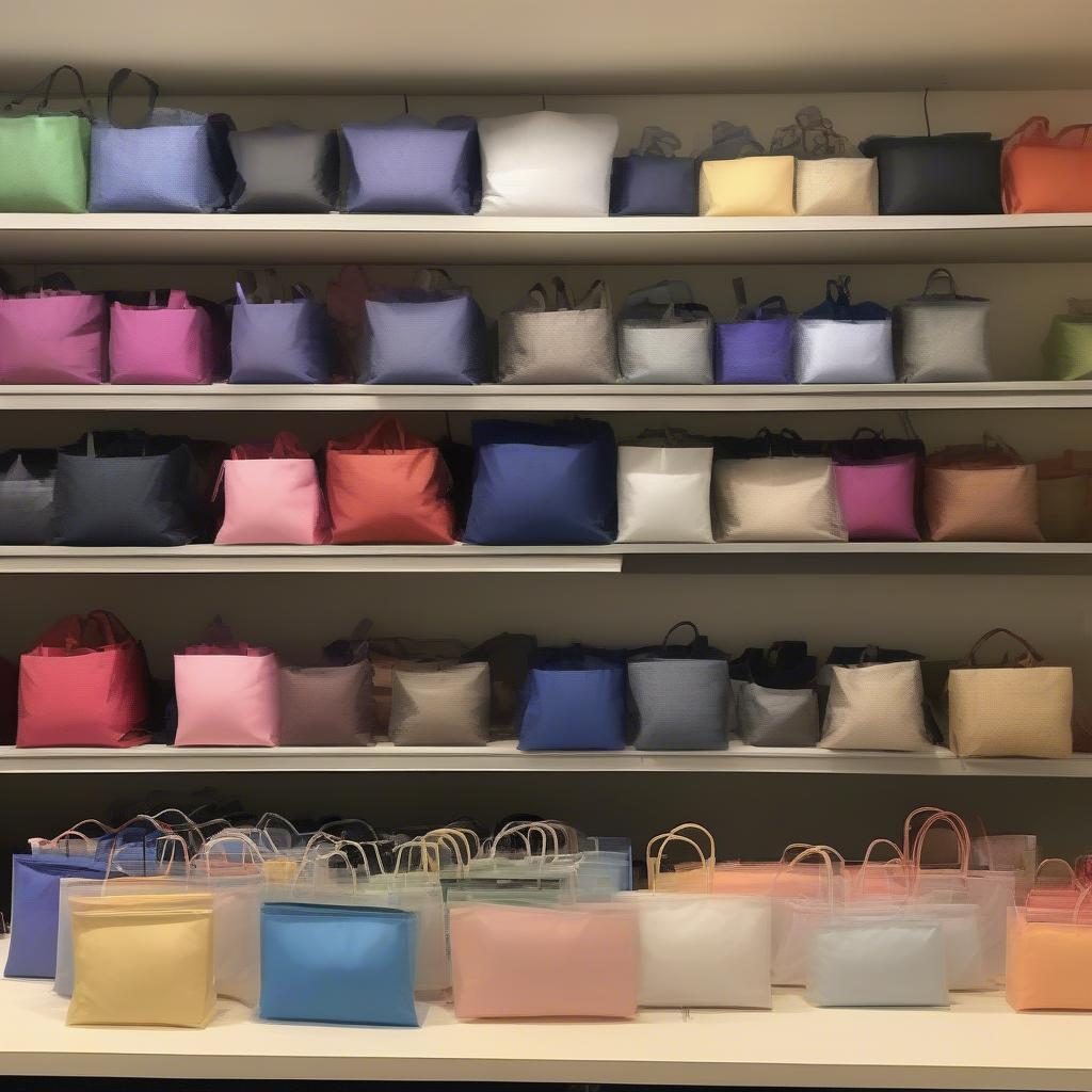 Different types of non-woven bags displayed