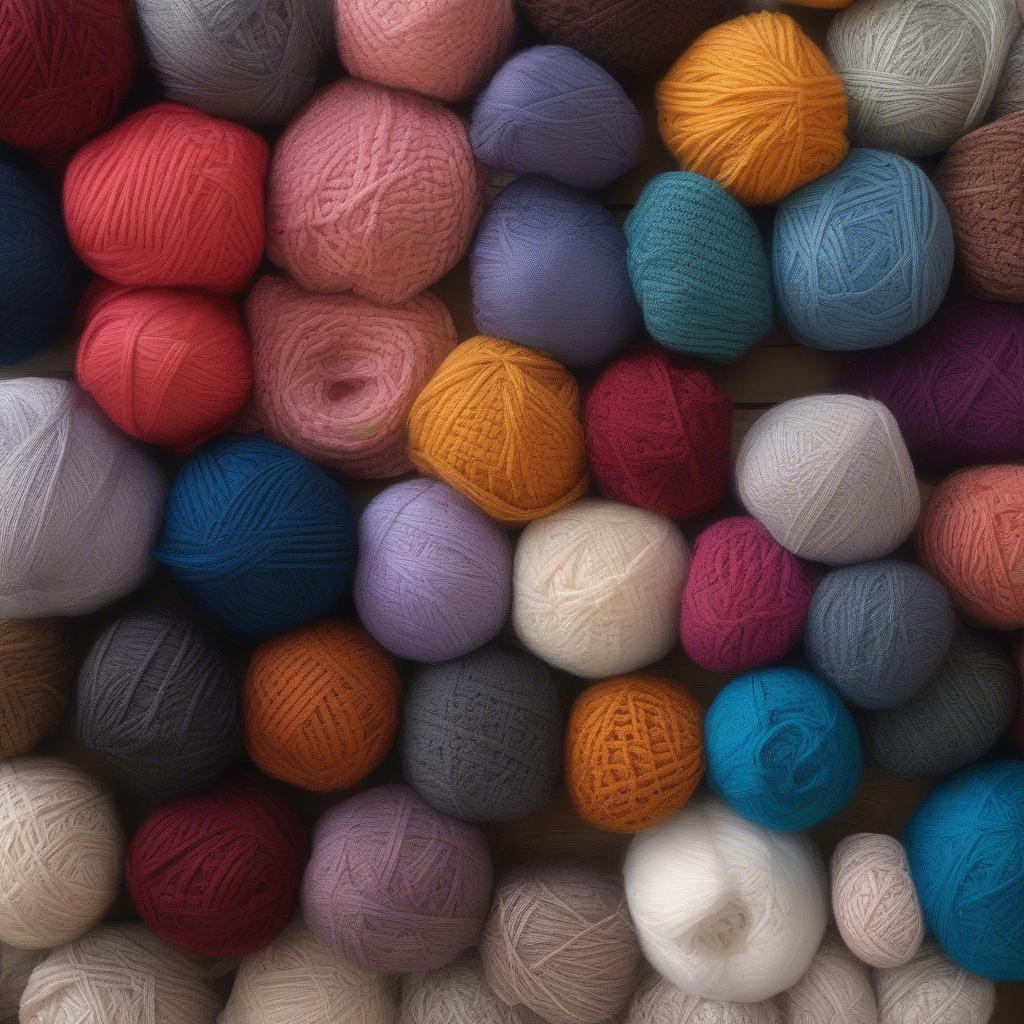 Different types of yarn suitable for knitting basket weave beanies, including wool, cotton, and acrylic blends in various colors and thicknesses.