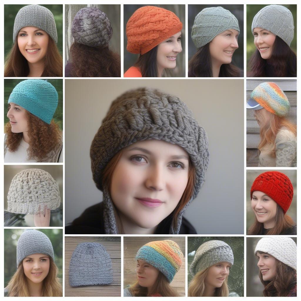 Different styles of basket weave crochet hats