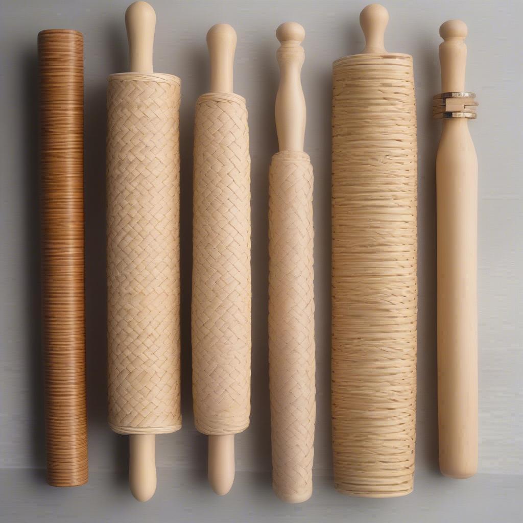 Different types of basket weave rolling pins