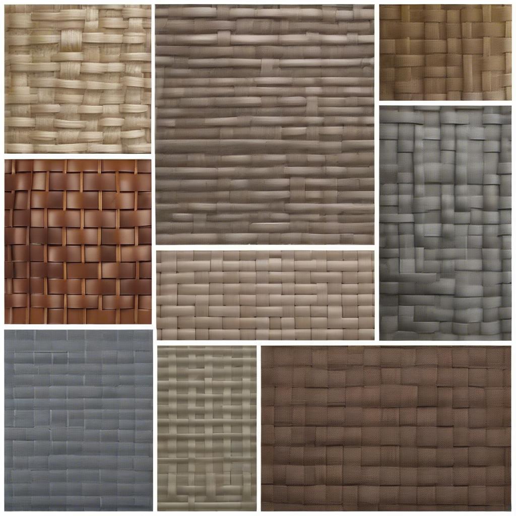 Different types of basket weave runners displayed, showcasing various materials, colors, and weave patterns.