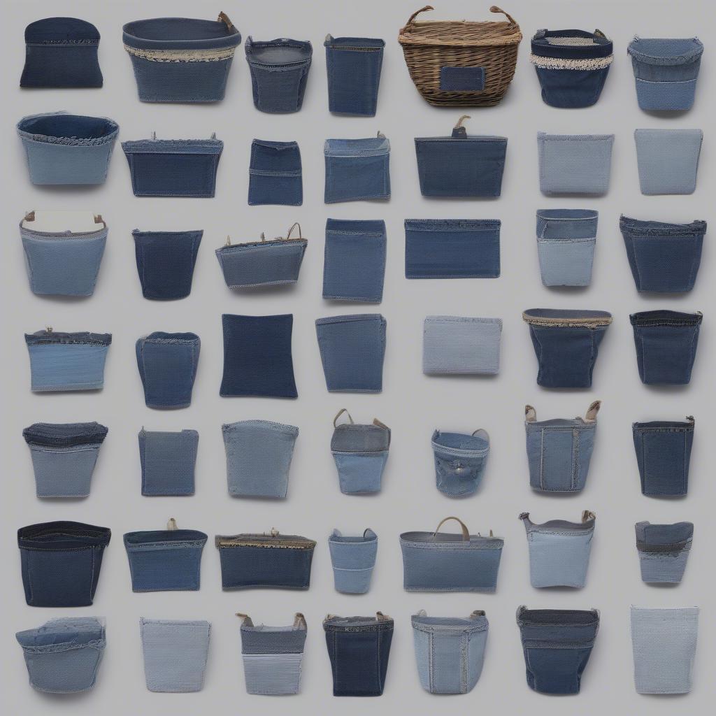 Variety of Denim Baskets in Different Styles and Sizes