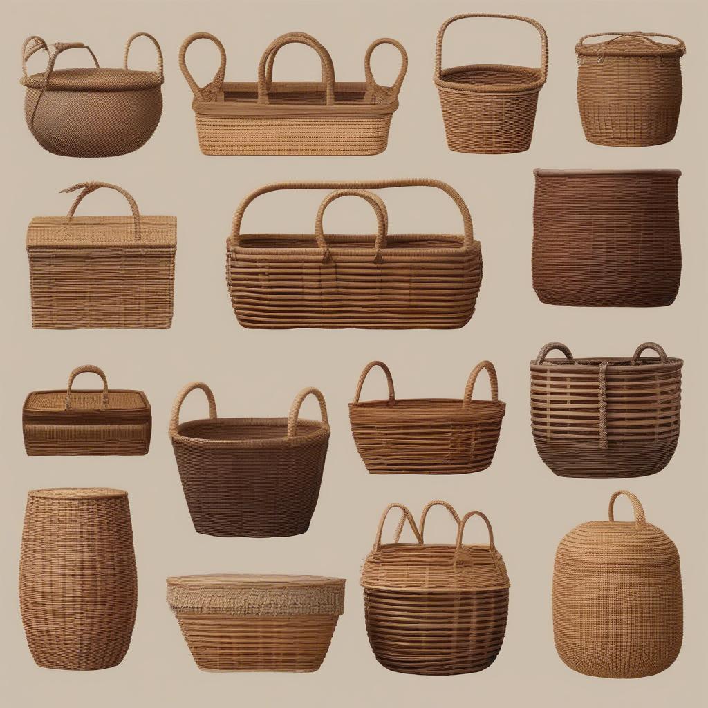 Variety of Handcrafted Wicker and Rattan Baskets