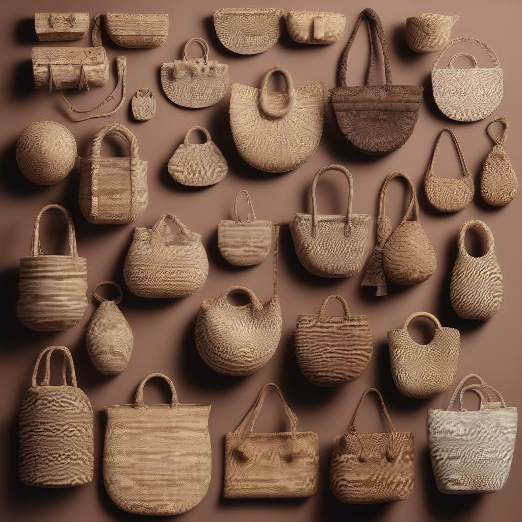 Different styles of woven bags