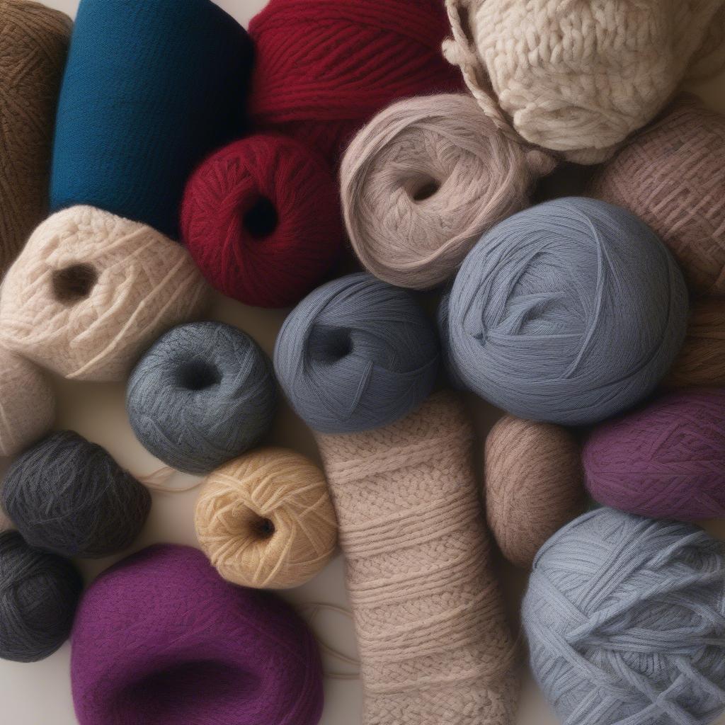 Different yarn weights suitable for basket weave blankets, from chunky to fine.