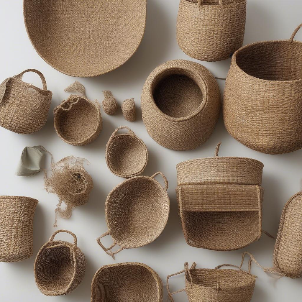 Different shapes and sizes of seagrass woven baskets showcasing their versatility in home decor and storage