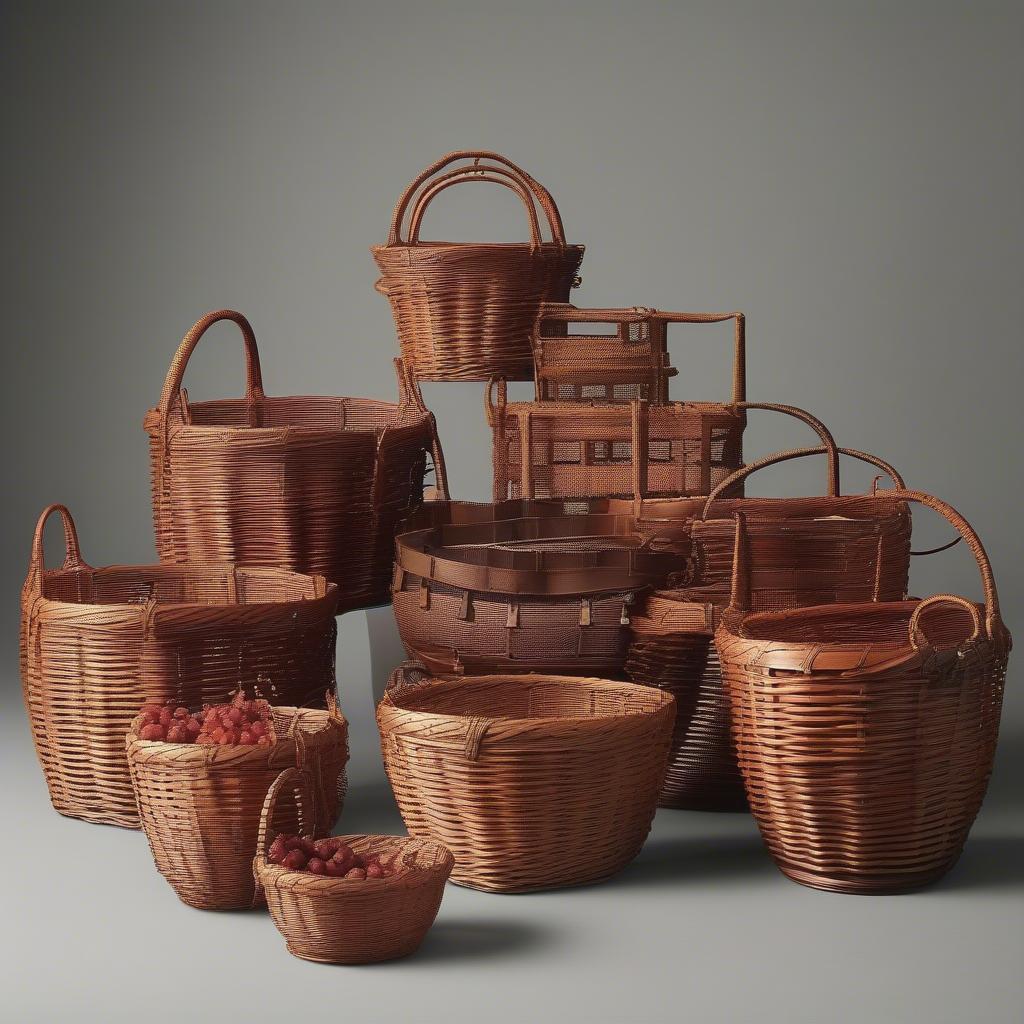 Variety of Tiffany Weave Berry Baskets in Different Sizes and Shapes