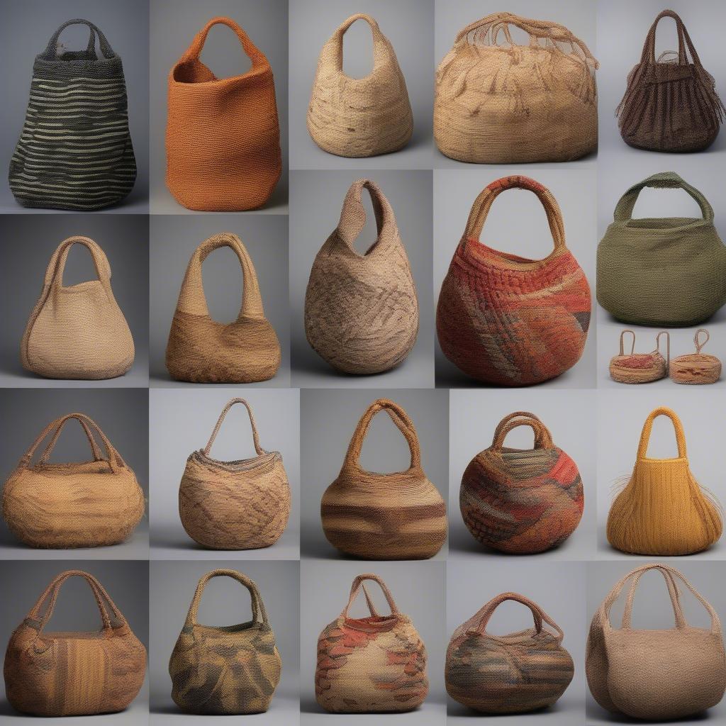 Variety of Woven Dilly Bags in Different Shapes and Sizes