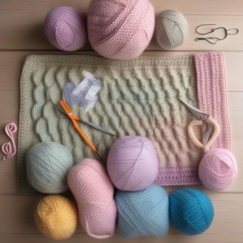 A collection of different baby basket weave blanket patterns displayed on a table.