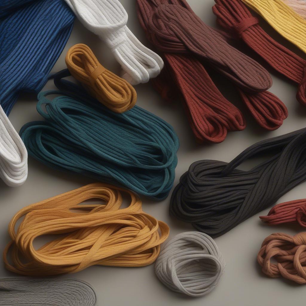 Variety of Basket Weave Shoelaces in Different Colors and Materials