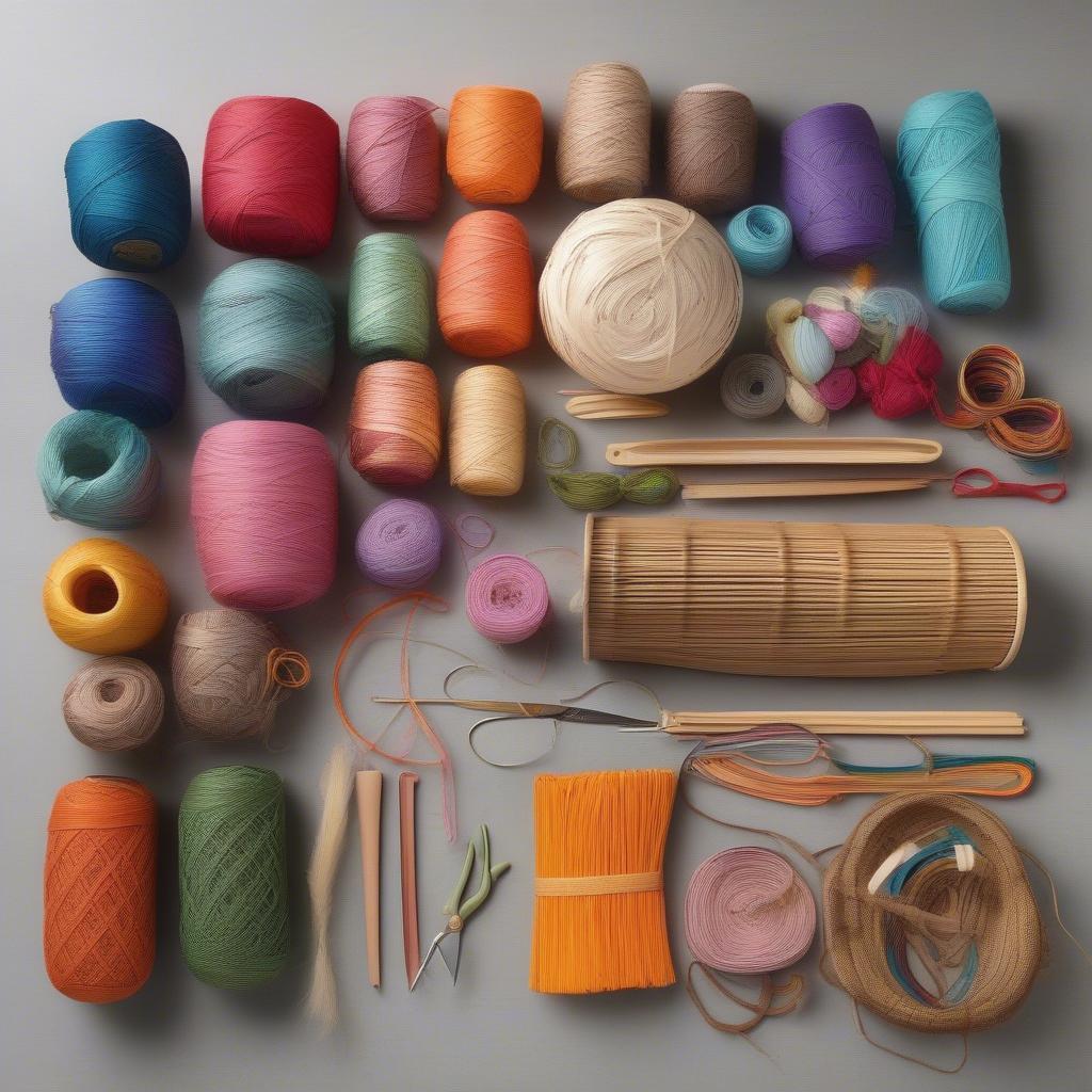 Various basket weaving materials for kids