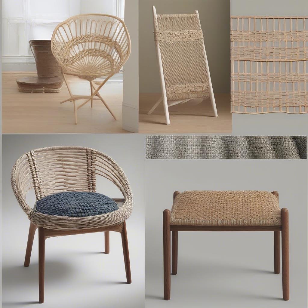 Examples of different chair weaving patterns