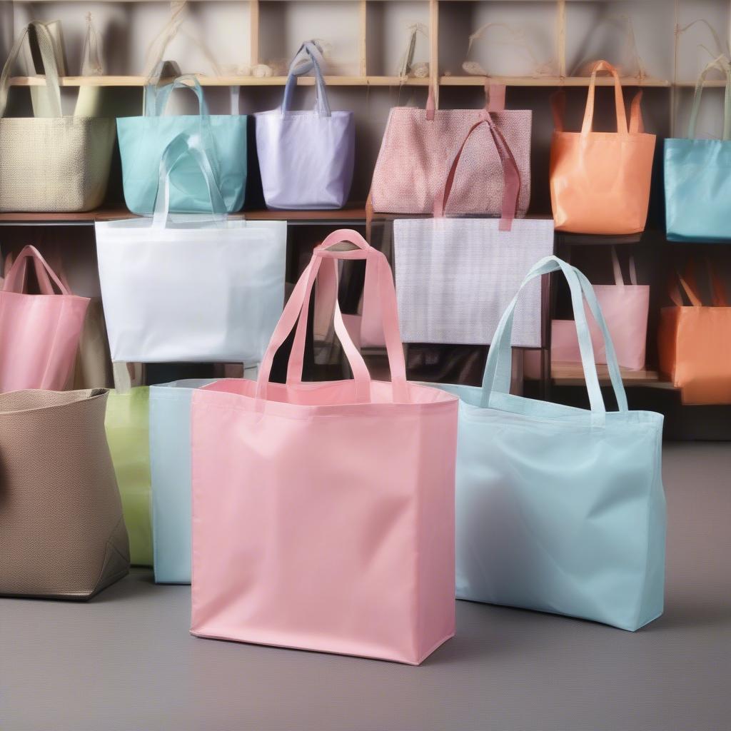 Different styles of laminated non-woven tote bags