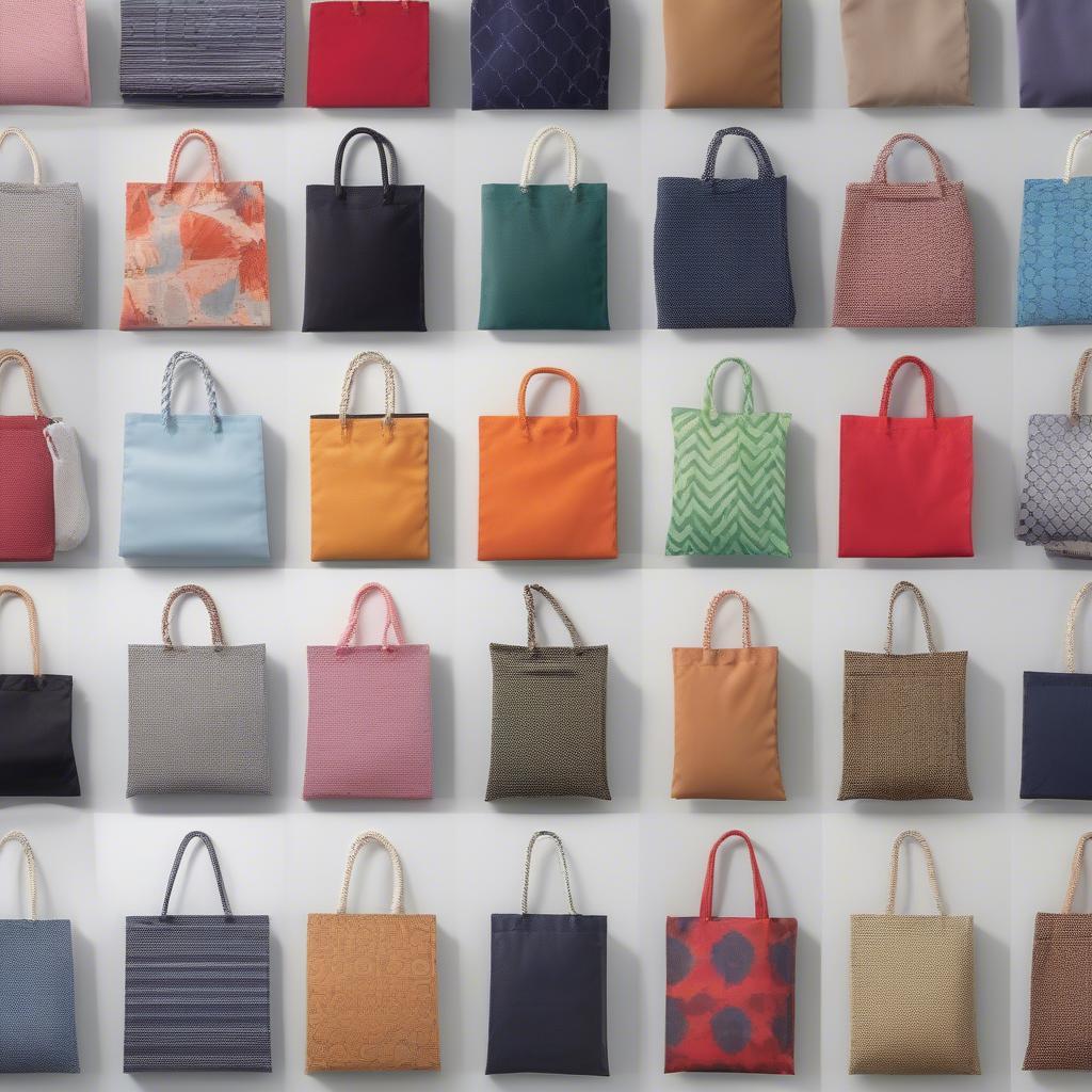 Different styles of non-woven bags with rope handles